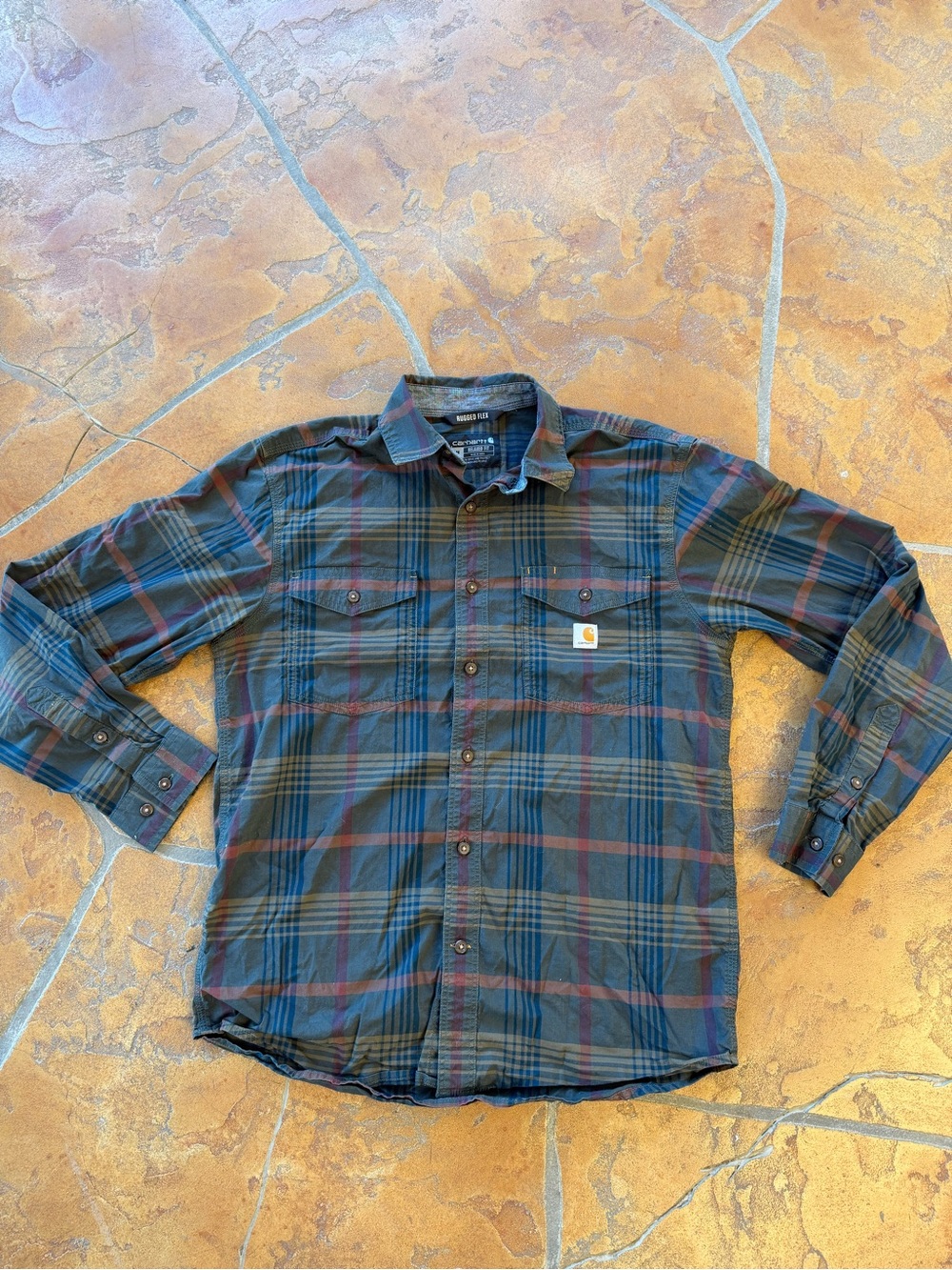 Carhartt Rugged Flex Plaid Button-Up Long Sleeve Relaxed Fit Stretch Men's-  M